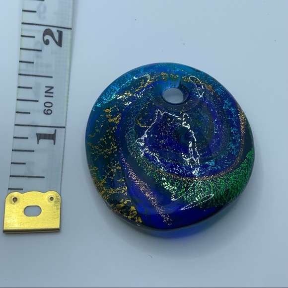Vintage art glass pendant Round Blue & Gold Translucent Home Studio - Picture 2 of 5